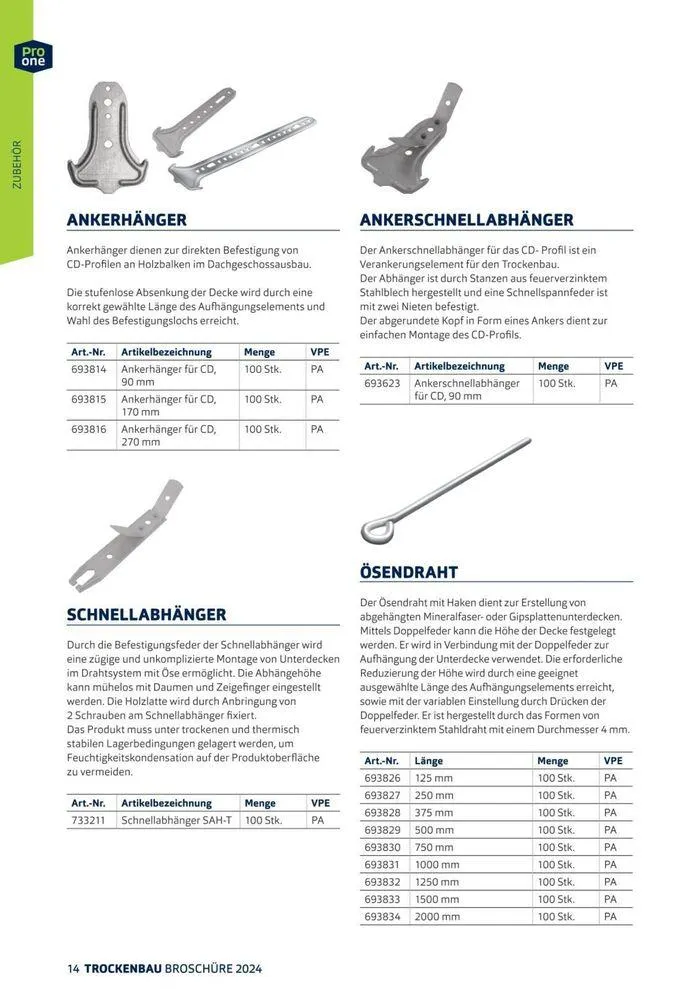ProOne Trockenbaubroschuere 2024 von 21. Februar bis 31. Dezember 2024 - Flugblätt seite  14