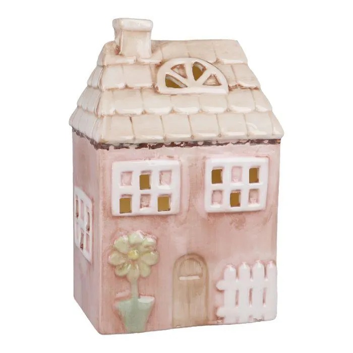 LED-Haus Frühling, pink, 17 cm