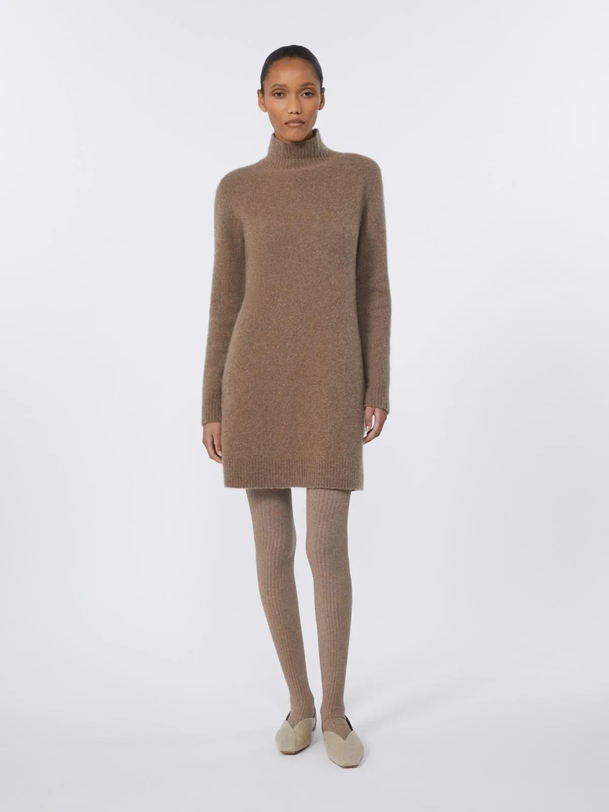 Kleid aus Kaschmirstretchgewebe - Taubengrau