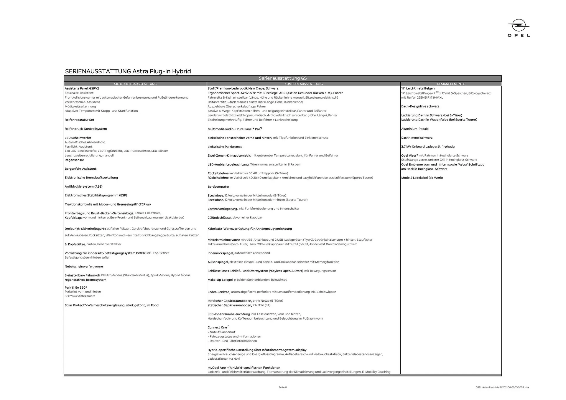 Opel Astra Flugblatt von 16. Mai bis 15. Mai 2025 - Flugblätt seite  6