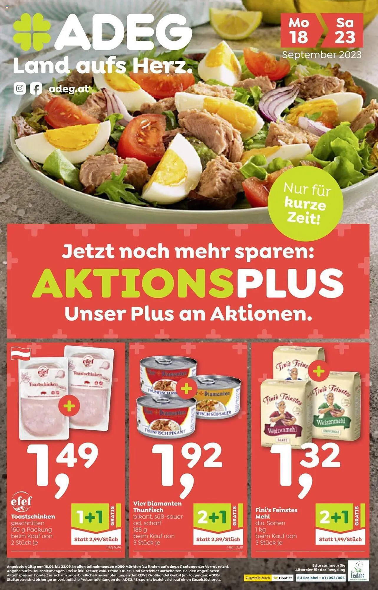 ADEG Flugblatt von 18. September bis 23. September 2023 - Flugblätt seite  1