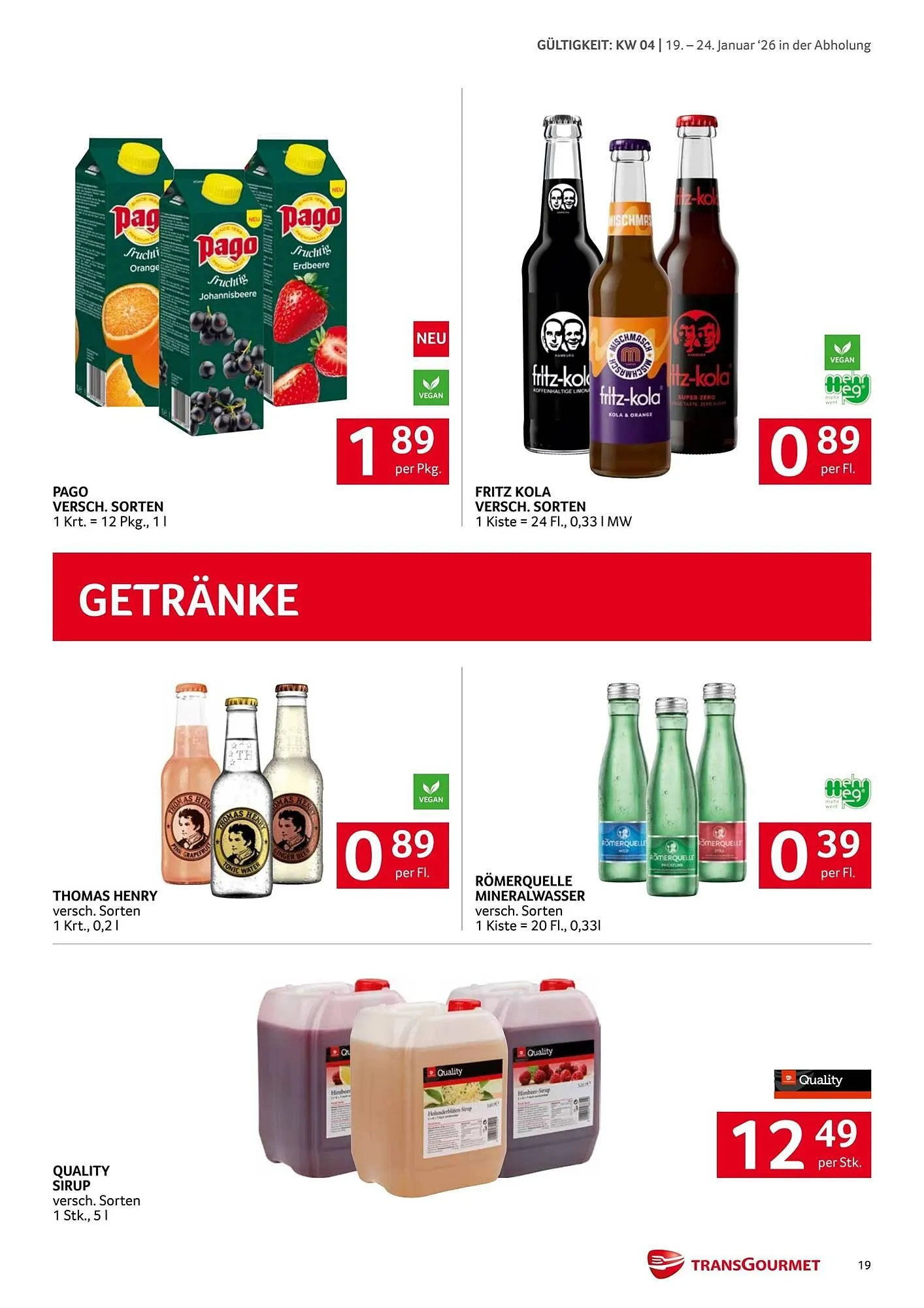 Transgourmet Flugblatt von 19. Jänner bis 25. Jänner 2026 - Flugblätt seite 19