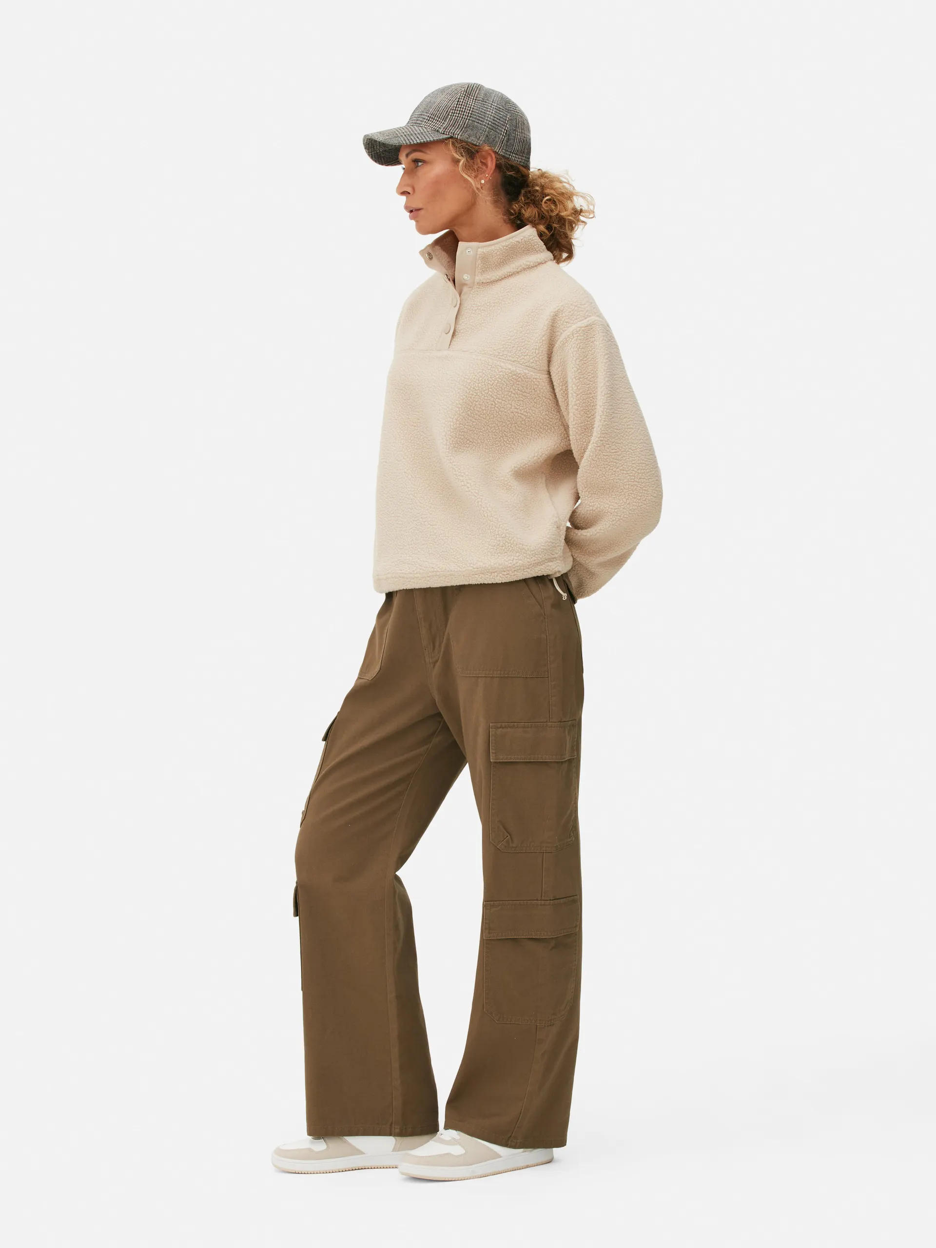 Borg-Fleecejacke mit halber Knopfleiste