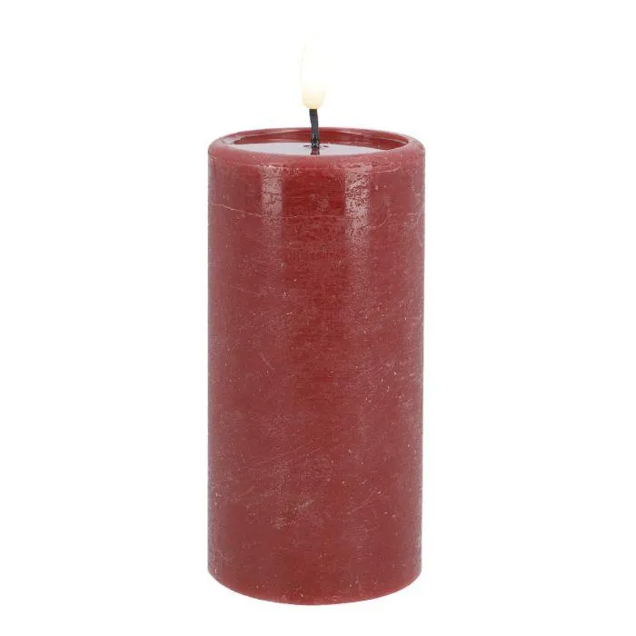 LED-Kerze Rustik, dunkelrot, 7 x 15 cm