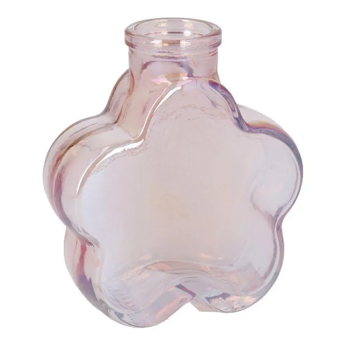 Vase Blume, irisierend/rosa, 8.5 x 10 cm
