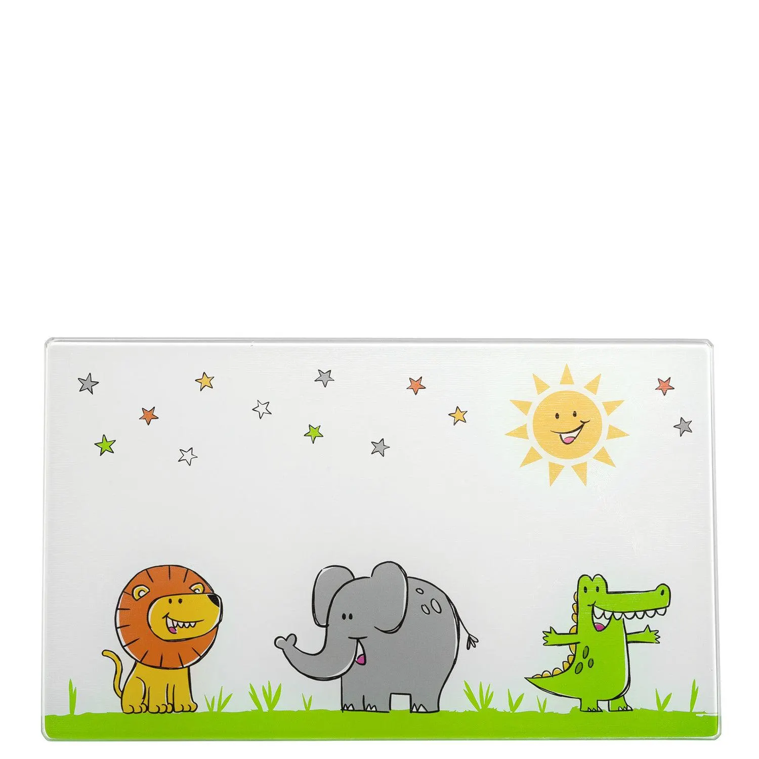 Brettchen aus Glas BAMBINI 25x15 Löwe/Elefant/Krokodil
