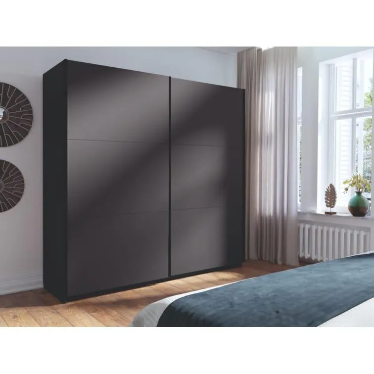 Steiner Shopping Schiebetürenschrank Lamia, 2 Meter breit, 1 Kleiderstange, 6 Fächer, grafit