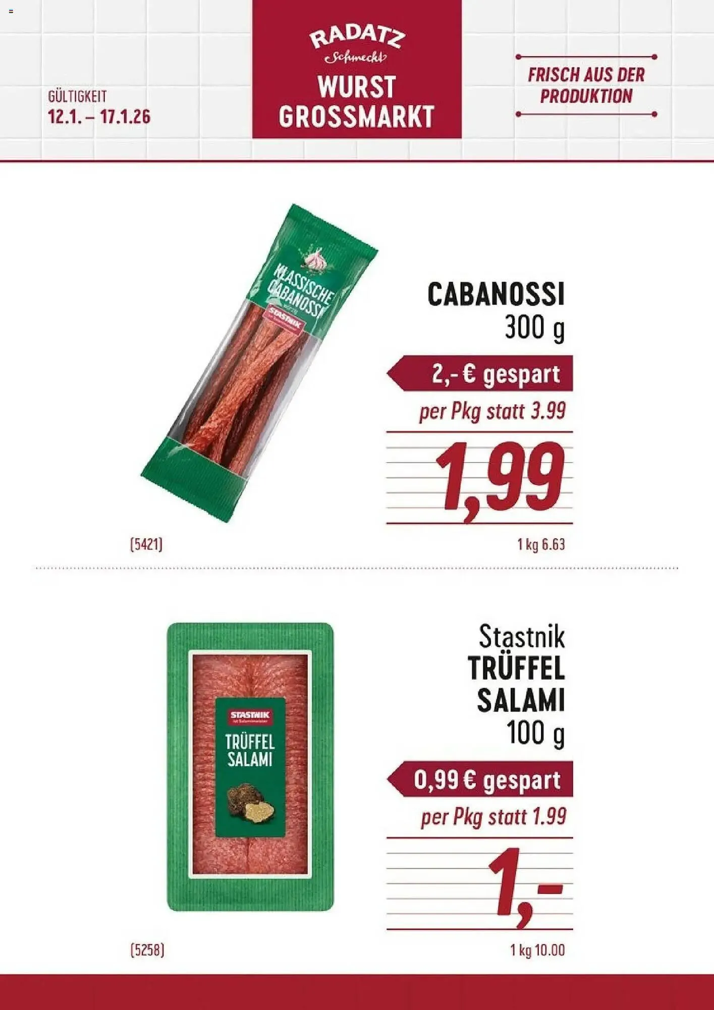 Radatz Flugblatt von 12. Jänner bis 17. Jänner 2026 - Flugblätt seite  1