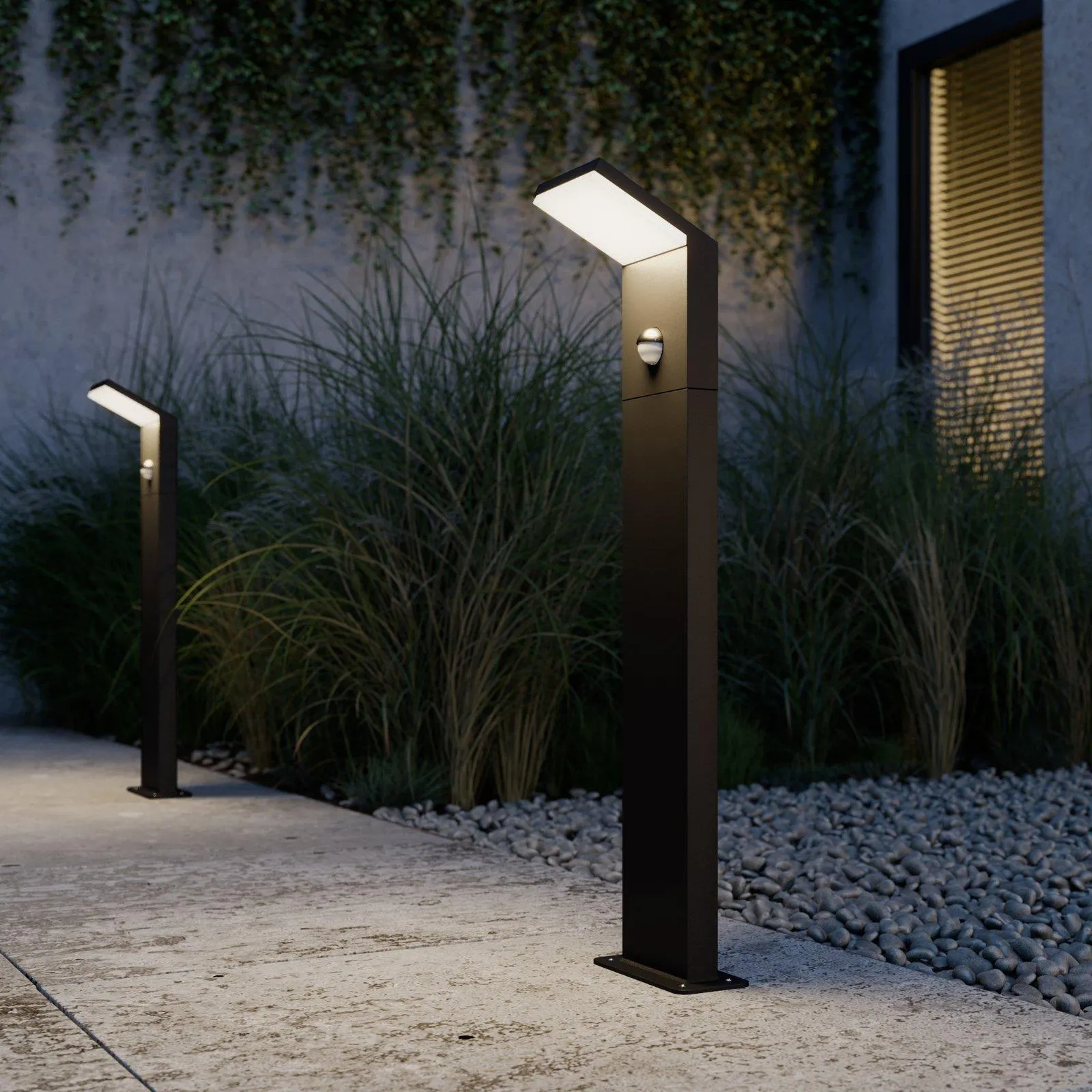 Grafitgraue LED-Wegeleuchte Nevio