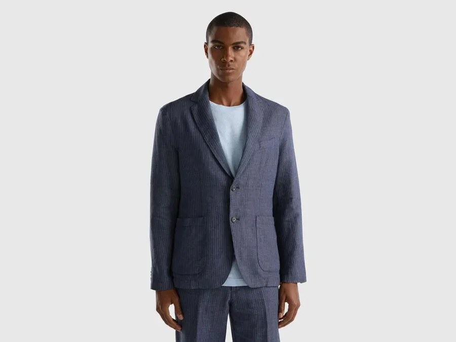 Blazer de rayas en mezcla de lino