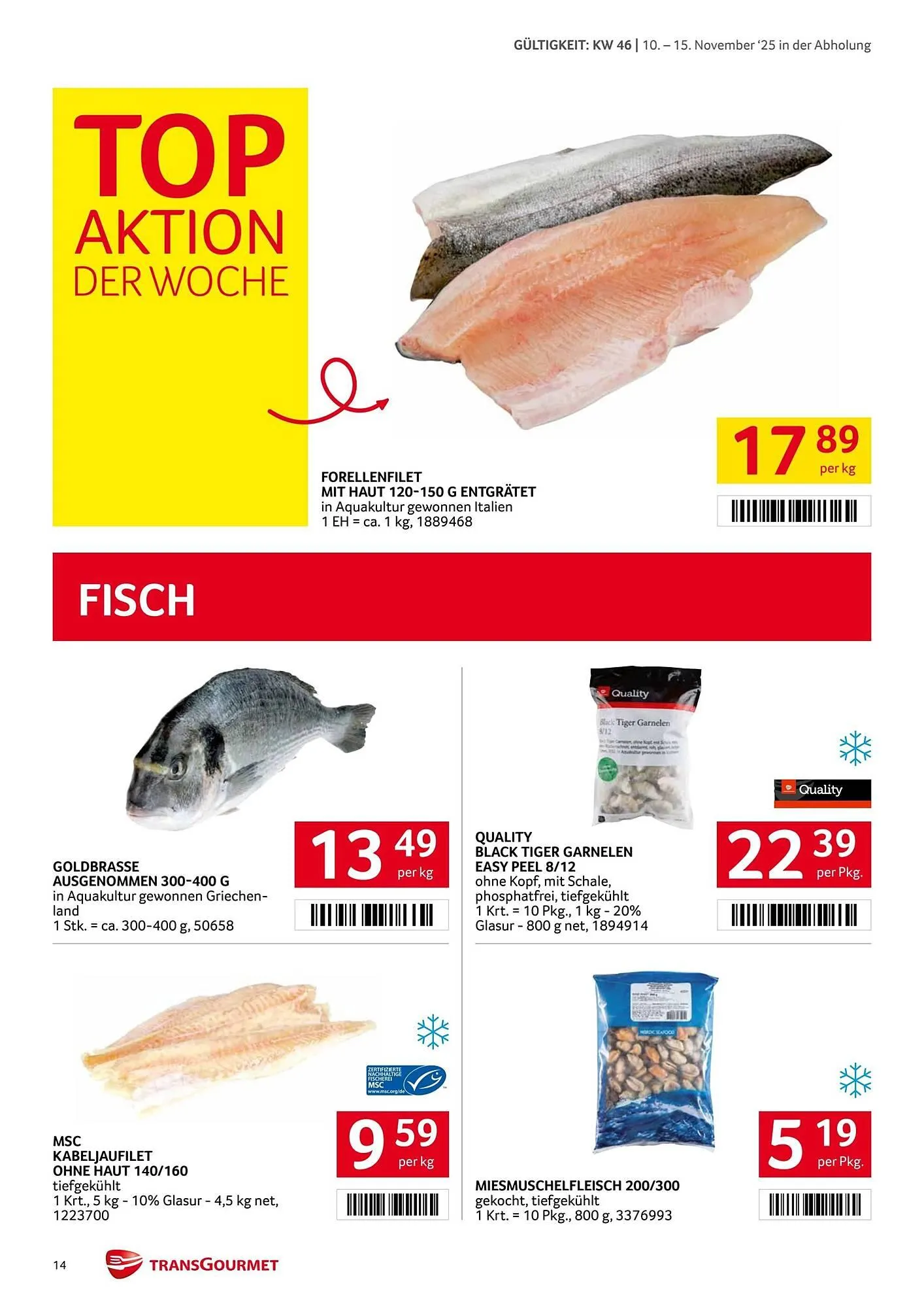 Transgourmet Flugblatt von 10. November bis 15. November 2025 - Flugblätt seite 14