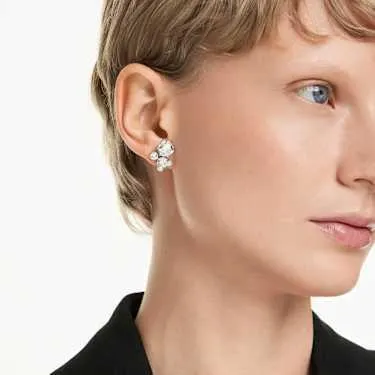 Constella Ohrstecker Rundschliff, Weiß, Rhodiniert