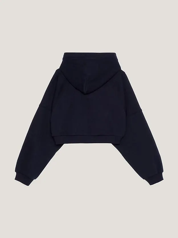 Varsity Cropped Relaxed Fit Hoodie-Sweatshirt