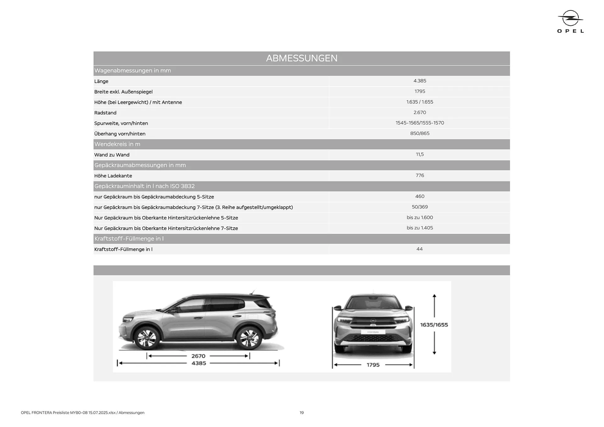 Opel Flugblatt von 18. August bis 18. November 2025 - Flugblätt seite 19