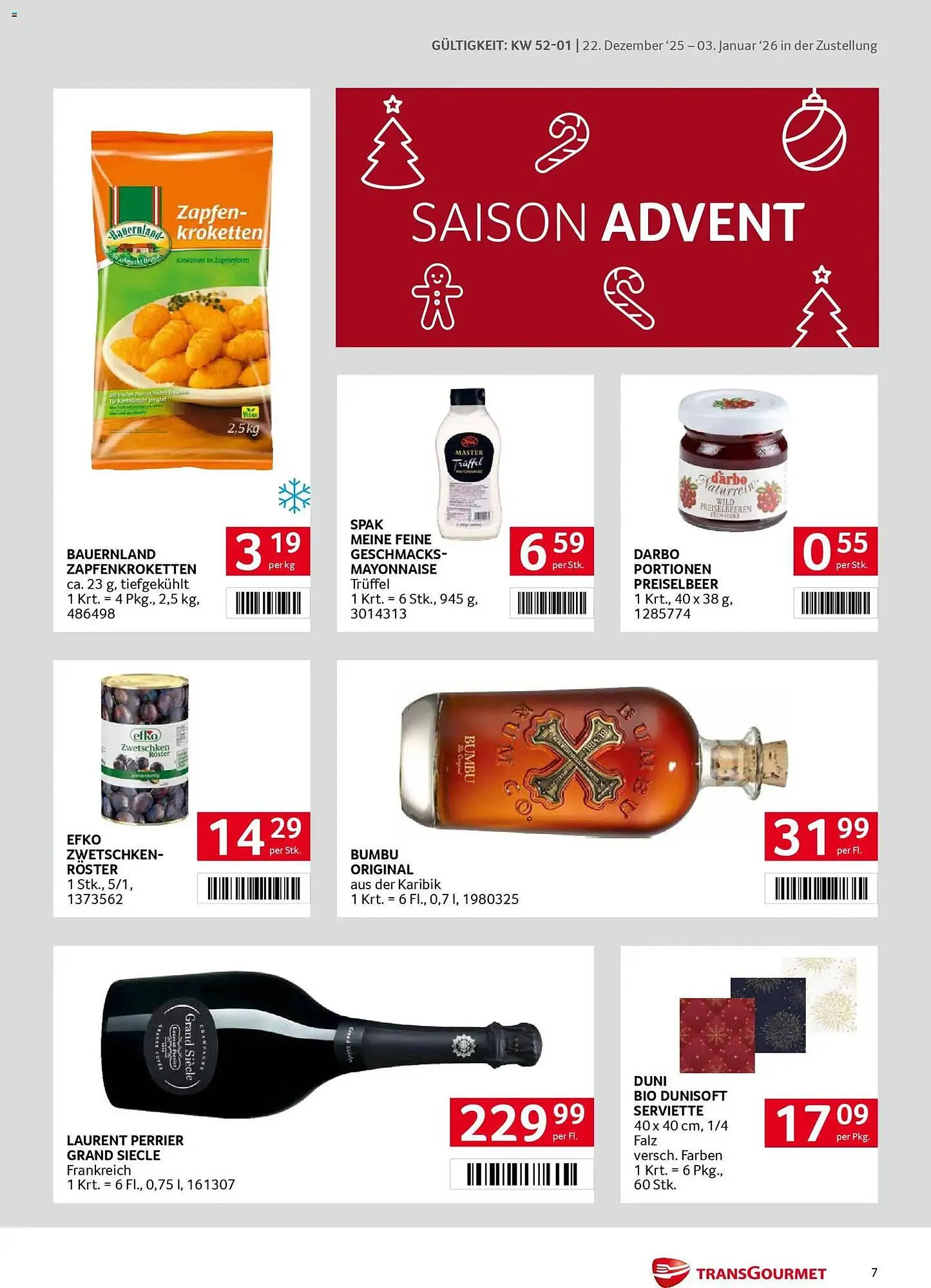 Transgourmet Flugblatt von 22. Dezember bis 3. Jänner 2026 - Flugblätt seite  7