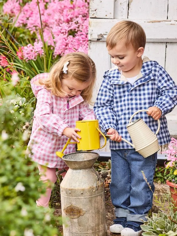 Jojo Maman Bébé – geraffte wasserdichte Jacke mit Vichy-Karo-Muster