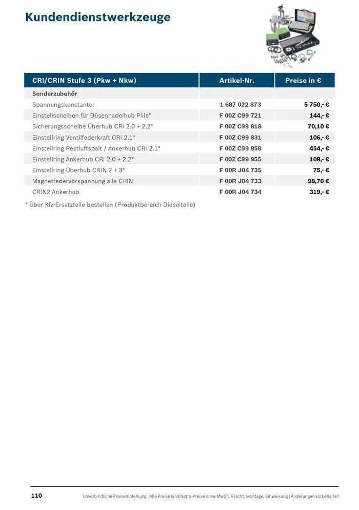 Werkstattausrüstung von Bosch von 21. Mai bis 31. Dezember 2024 - Flugblätt seite 110