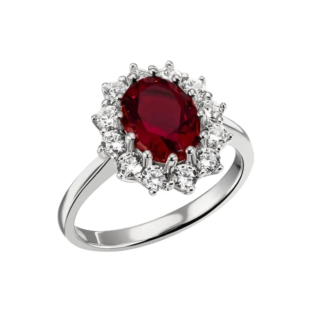Firetti Fingerring »Schmuck Geschenk Silber 925 Damenring Lady D Diana Royal« mit Zirkonia (synth.), Glasstein