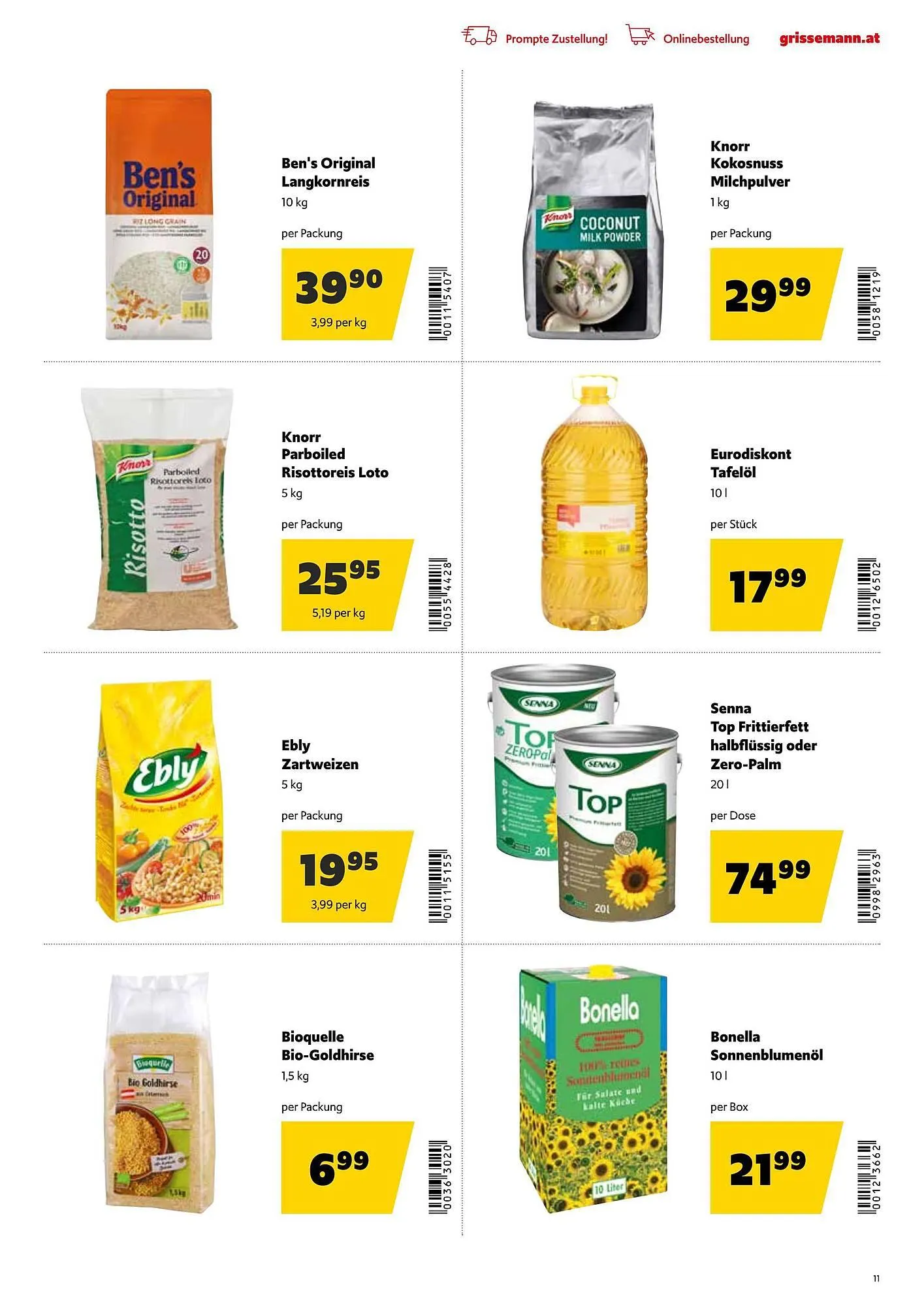 Eurogast Grissemann Flugblatt von 29. Dezember bis 10. Jänner 2026 - Flugblätt seite 11