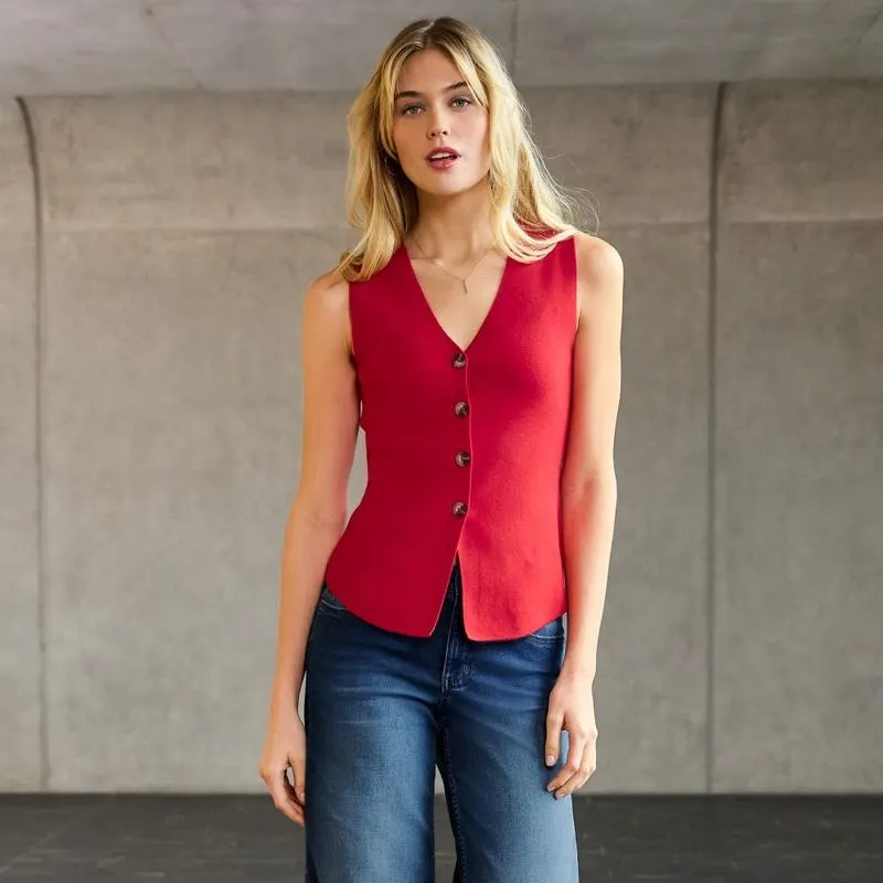 Damen-Strickweste mit Knopfleiste