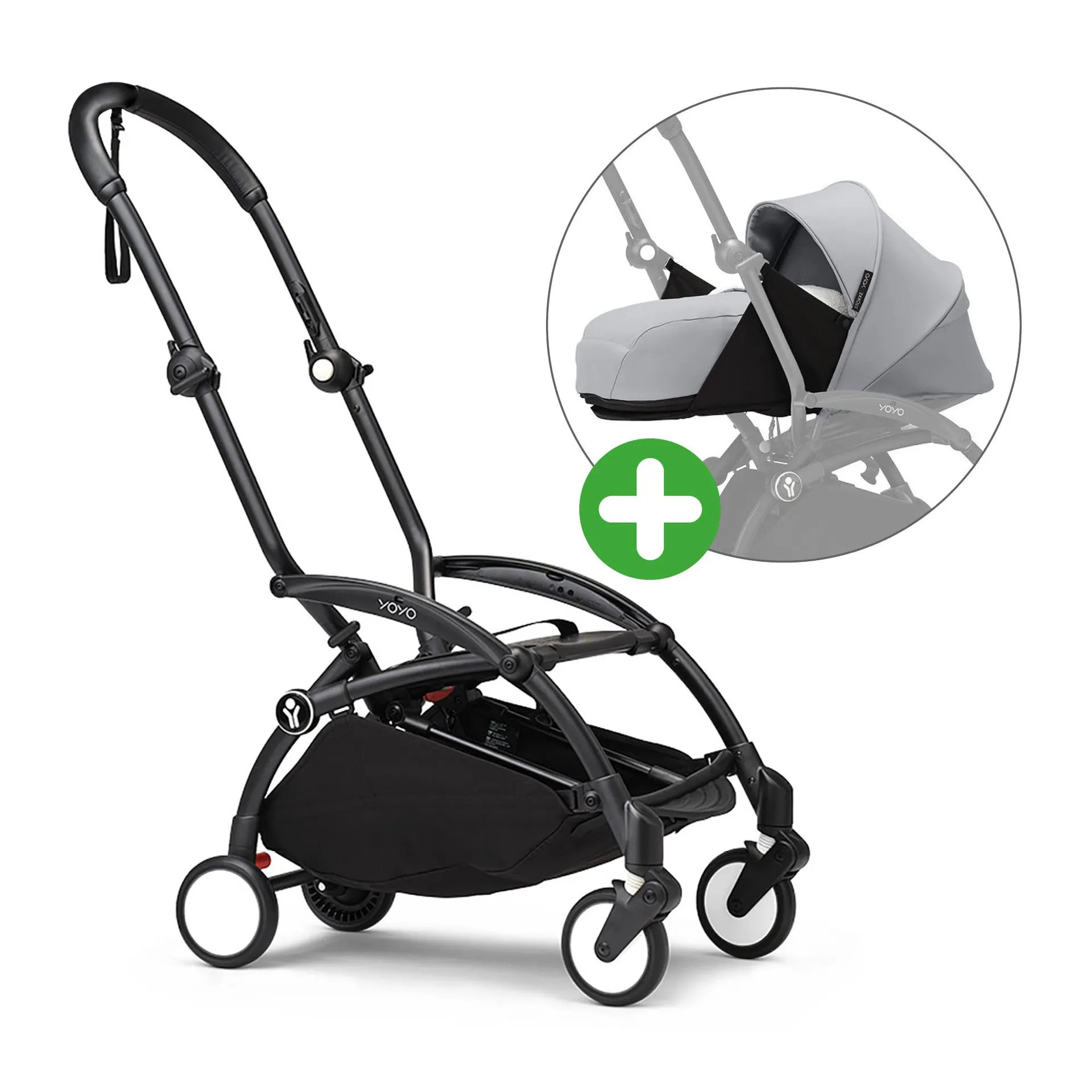 Set YOYO³ Gestell Black mit 0+ Neugeborenen-Set Stone