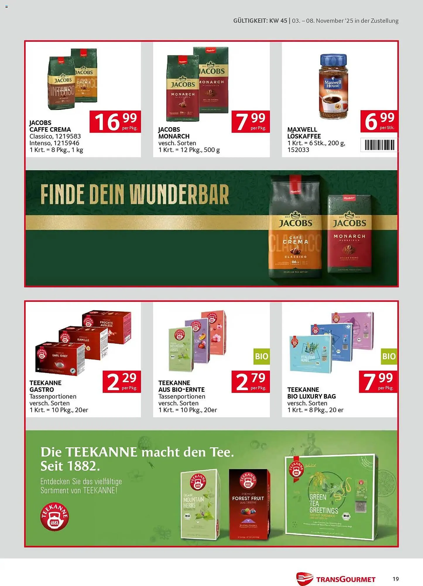 Transgourmet Flugblatt von 3. November bis 8. November 2025 - Flugblätt seite  19