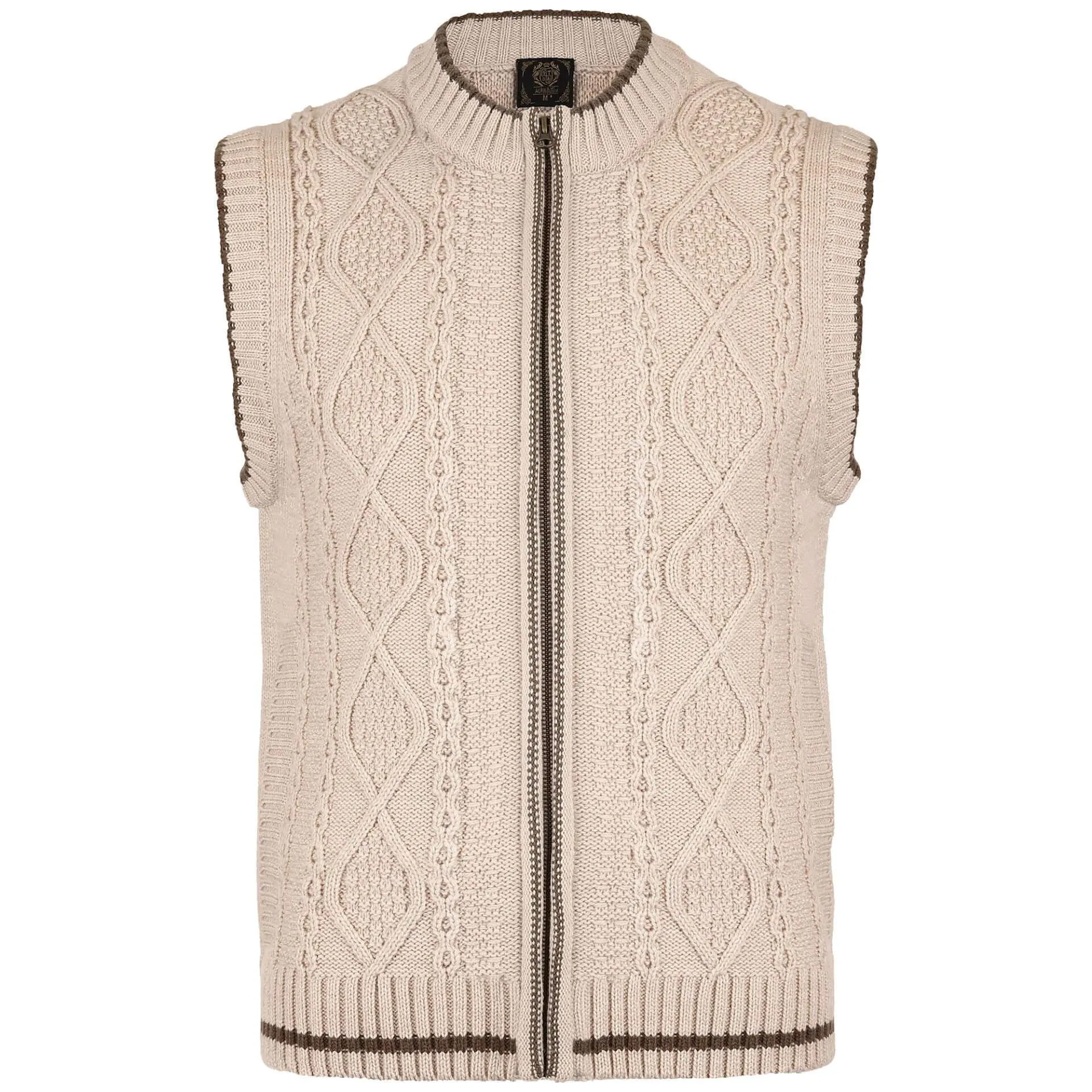 Herren Trachten Strickweste "Anton", mit Reißverschluss, Beige