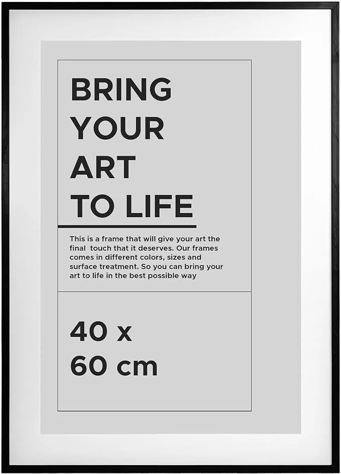 Estancia Schwarzer Holz Bilderrahmen 40x60 cm mit Bruchsicheres Plexi-Glas | Moderner Portraitrahmen Holz 40x60 cm | Schwarz Bilderrahmen 40x60 cm | Rahmen 40x60 cm
