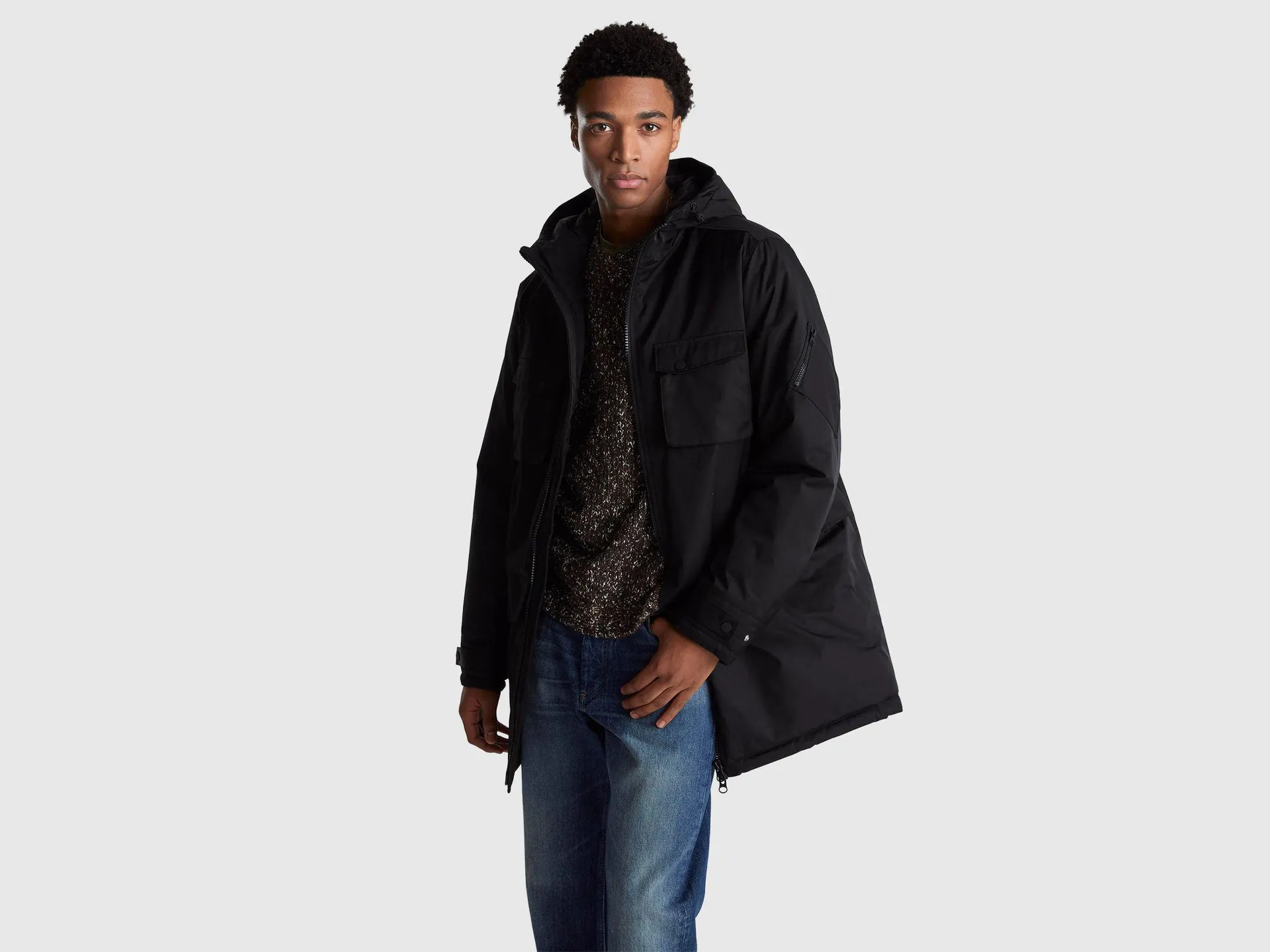 Gefütterter Parka aus Baumwolle und Nylon