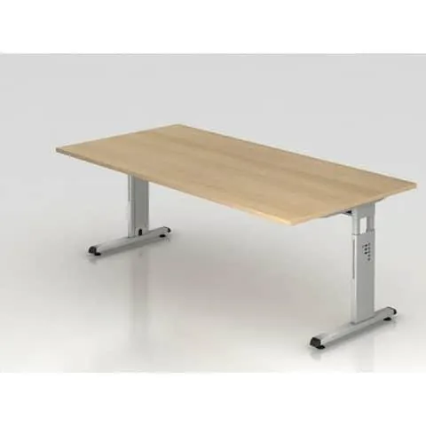 Schreibtisch höhenversellbar 200x100cm Eiche/silber HAMMERBACHER VOS2E/E/S