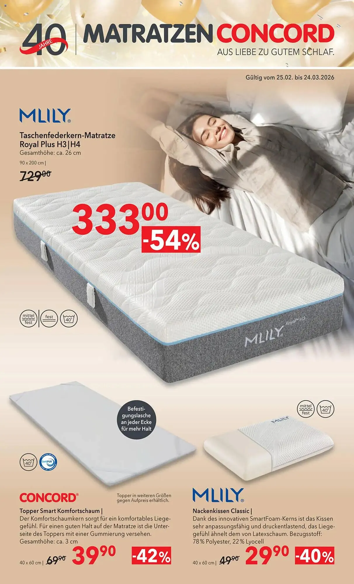 Matratzen Concord Prospekt von 25. Februar bis 24. März 2026 - Flugblätt seite 1
