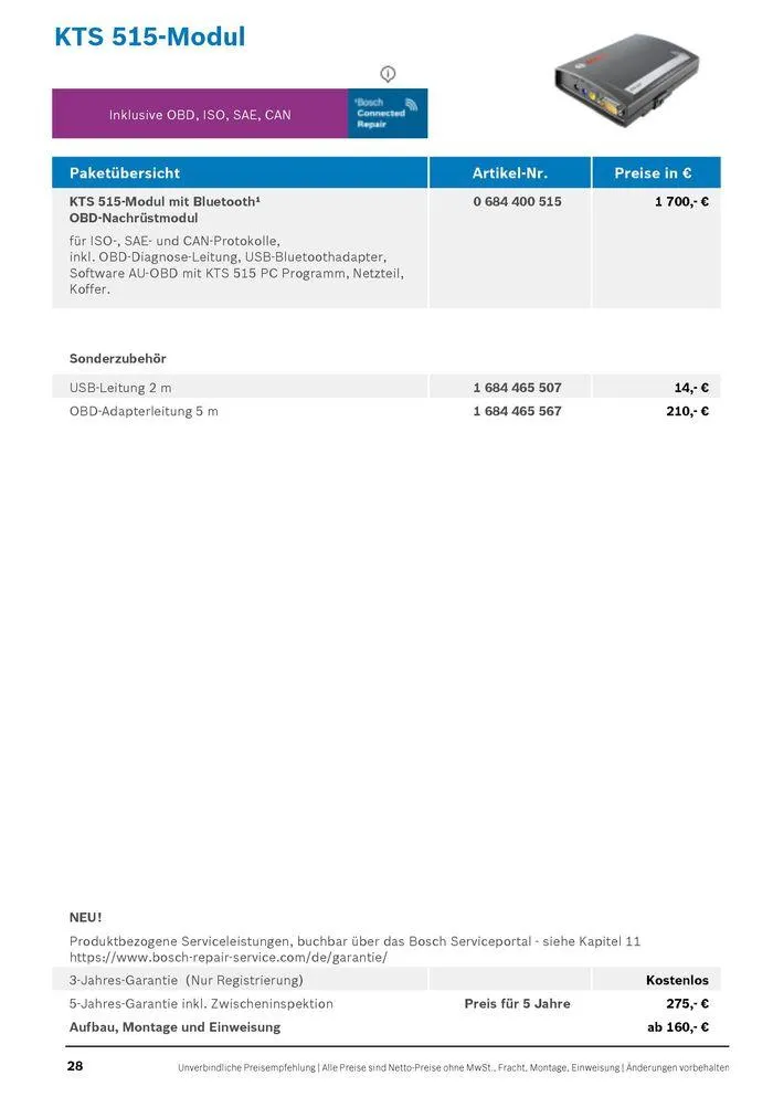 Werkstattausrüstung von Bosch von 21. Mai bis 31. Dezember 2024 - Flugblätt seite 28