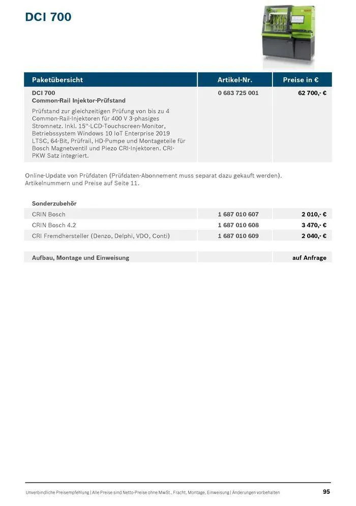 Werkstattausrüstung von Bosch von 21. Mai bis 31. Dezember 2024 - Flugblätt seite 95