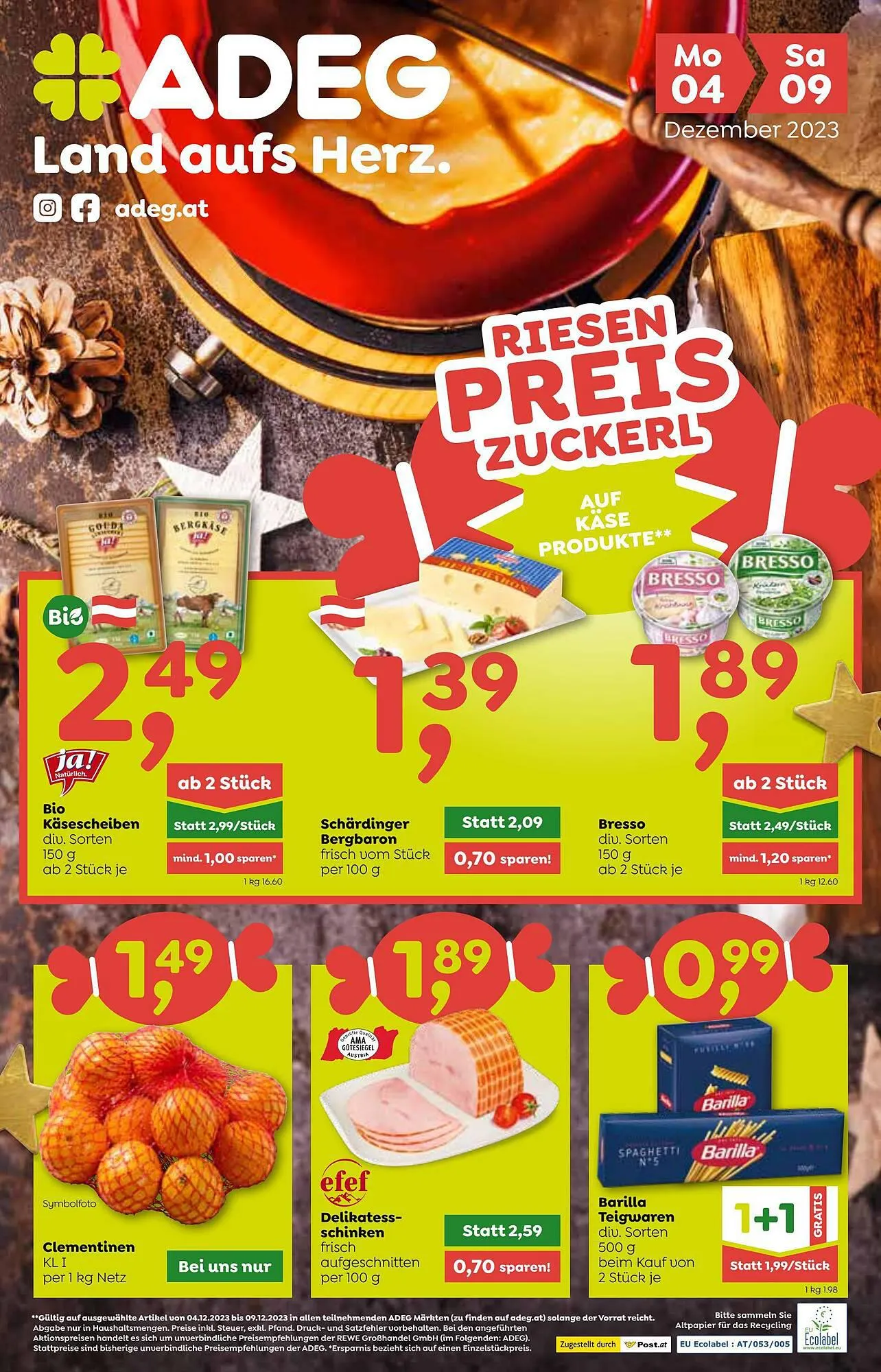 ADEG Flugblatt von 4. Dezember bis 9. Dezember 2023 - Flugblätt seite  1