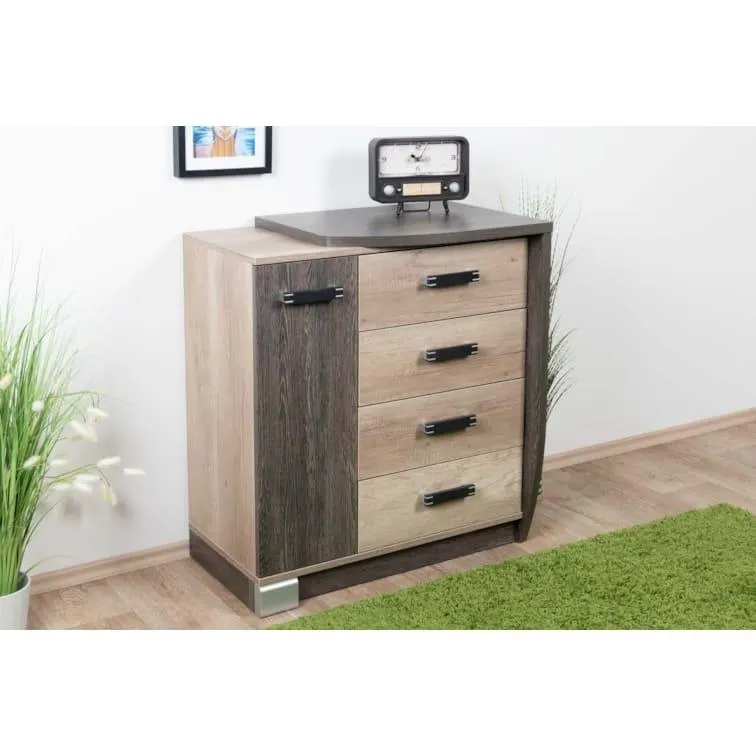 Steiner Shopping Kommode Sichling 14, Rahmen Rechts, Farbe: Eiche Braun - Abmessungen: 87 x