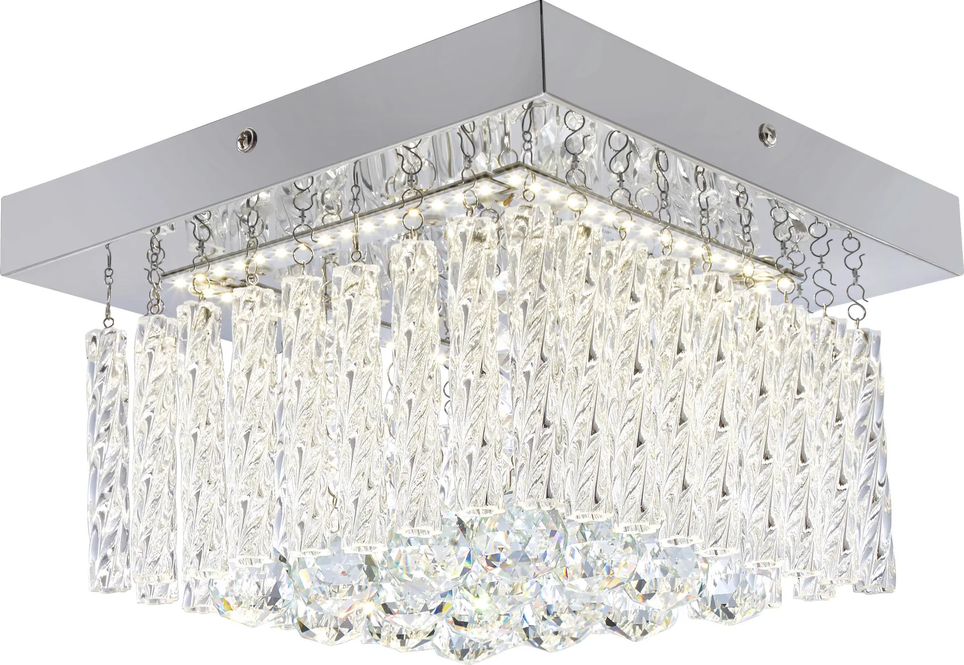 Deckenleuchte Augustin L: 25 cm mit Glas-Kristallstäben