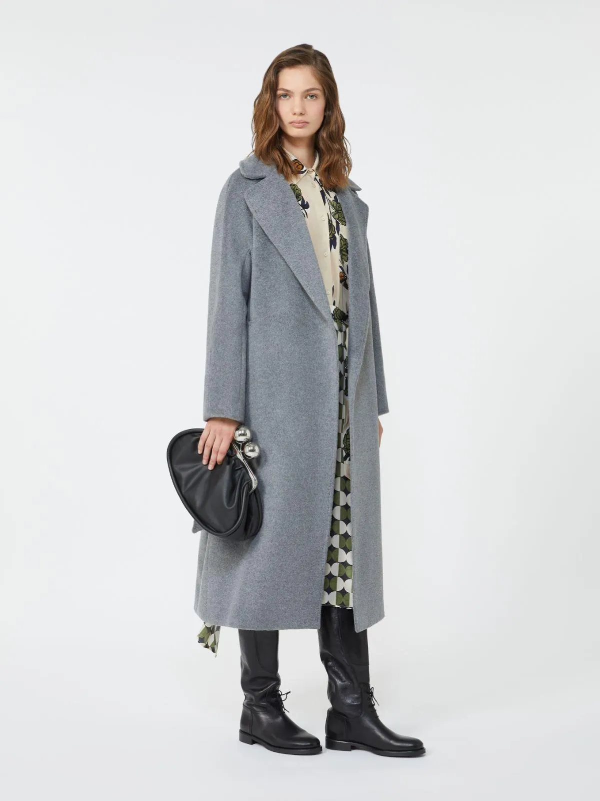 Langer Mantel aus Wolle und Alpaka - Mittelgrau