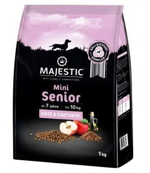 MAJESTIC Hund Mini Senior 1kg Beutel mit Ente und Kartoffel