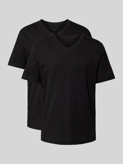 T-Shirt mit V-Ausschnitt im 2er-Pack in black
