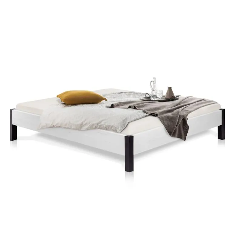myhobu LUKY Bett Metallfuß, ohne Kopfteil, Material Massivholz, Fichte massiv