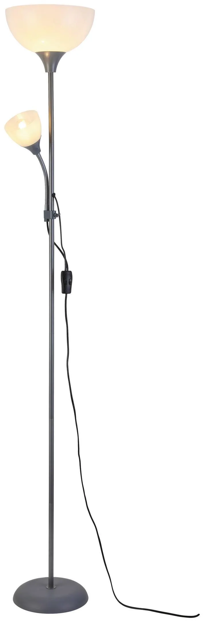 Ondega Stehlampe Doris Silberfarben/Weiß mit Leselampe