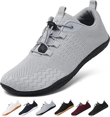 Geweo Unisex Barfuss Schuhe Damen Herren Barfußschuhe Sneaker mit Breite Zehenbox Leicht Turnschuhe Bequeme Zero-Drop Solhe Laufschuhe Fitness Zehenschuhe 37-47EU