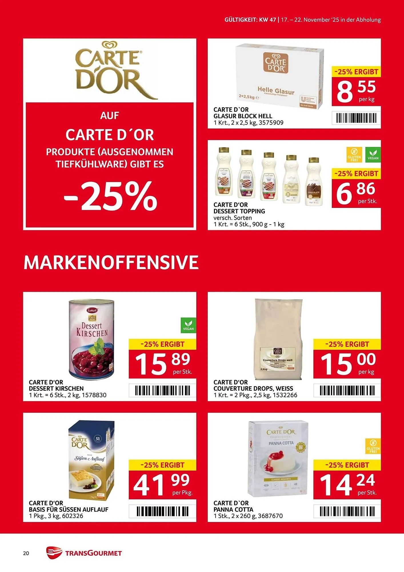 Transgourmet Flugblatt von 17. November bis 23. November 2025 - Flugblätt seite 20