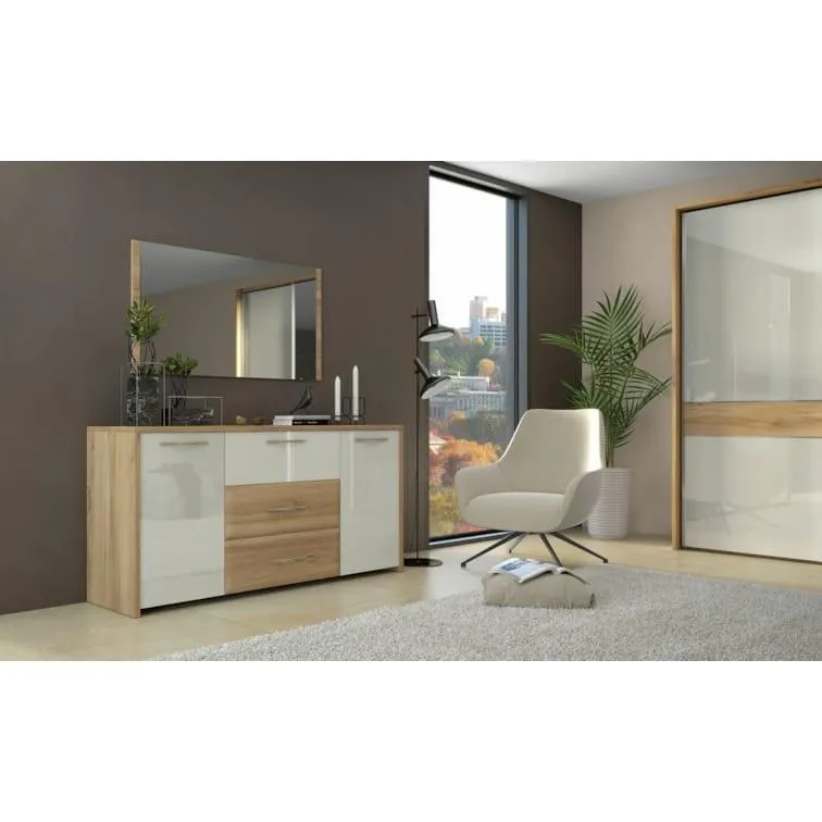 Steiner Shopping Schlafzimmer - Set C Gataivai, 4-teilig, Farbe: Beige Hochglanz / Walnuss