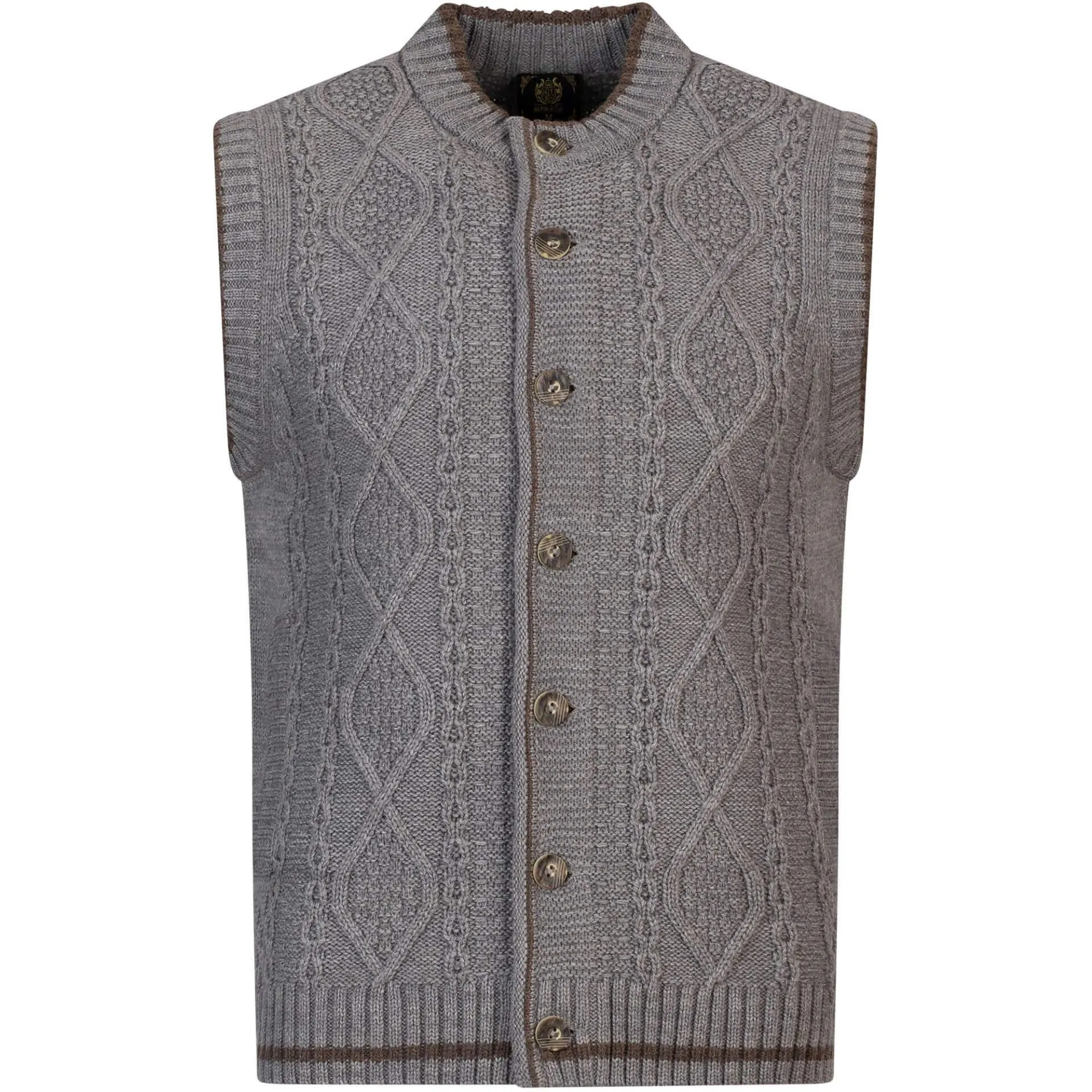 Herren Trachten Strickweste "Anton", mit Knöpfen, Hellgrau
