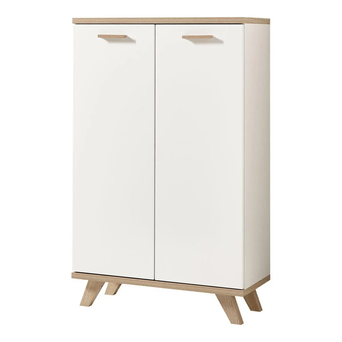 Aktenschrank Helsinki skandinavisches Design 75 x 122 x 37 cm weiß/Sanremo-Eiche-Nachbildung