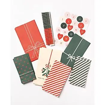 folia Adventskalendertüten-Set, rot-grün, 24 Stück