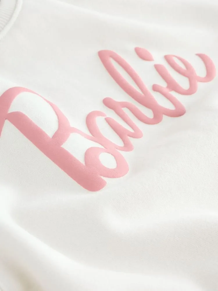 Creme/Pink - Barbie-Sweatshirt und Jogginghose mit weitem Bein (3 Monate bis 7 Jahre)