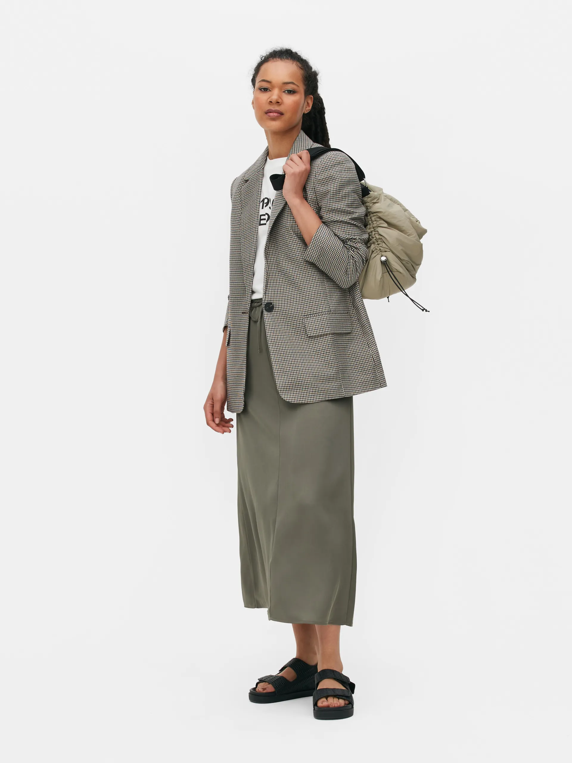 Einreihiger Blazer mit Hahnentrittmuster