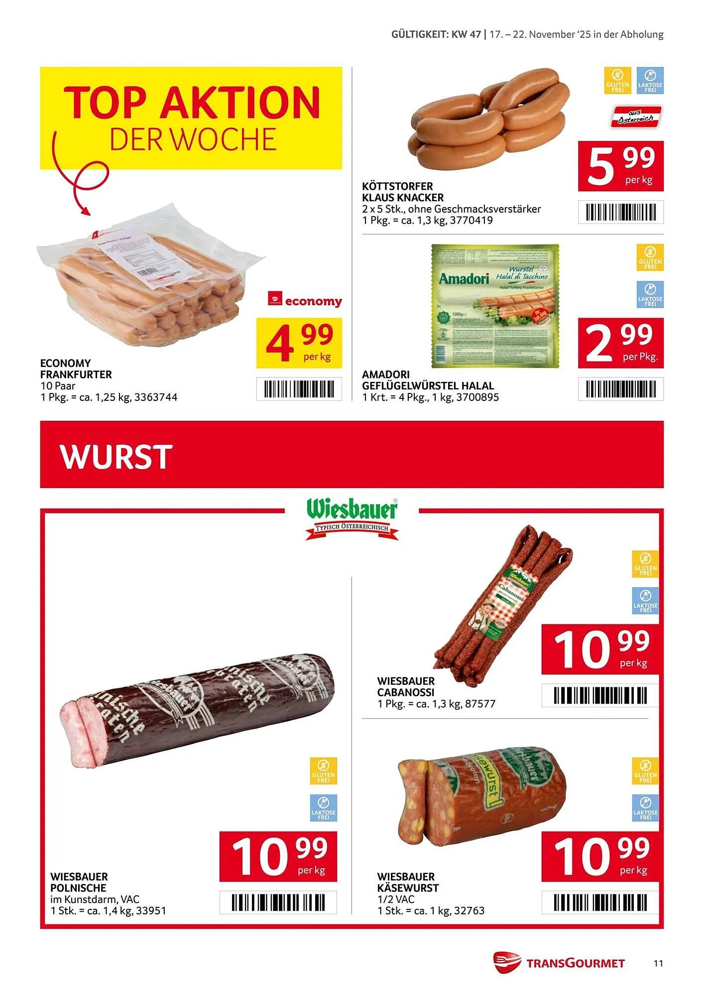 Transgourmet Flugblatt von 17. November bis 23. November 2025 - Flugblätt seite 11